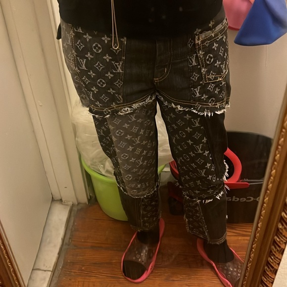 Authentic Louis Vuitton denim patch work pants